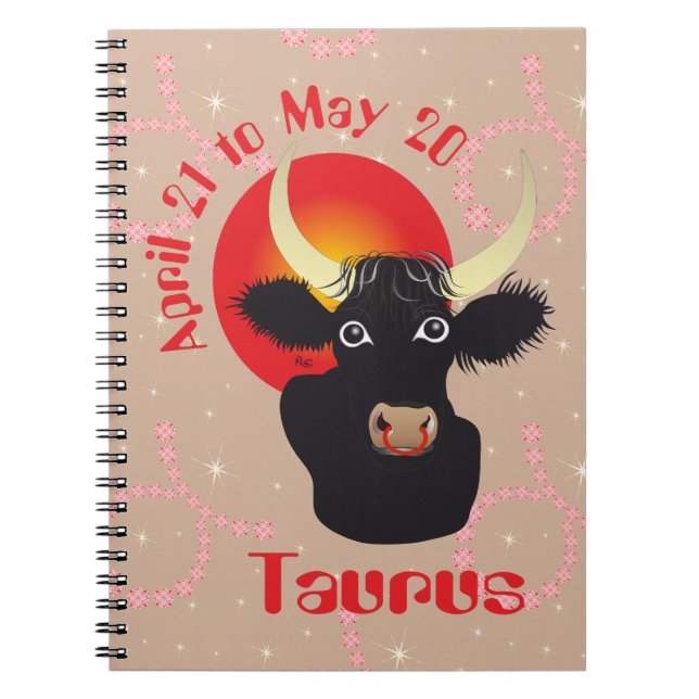 Taurus April 21-Maj 20 bärbara datorer Anteckningsbok Med Spiral (Framsidan)