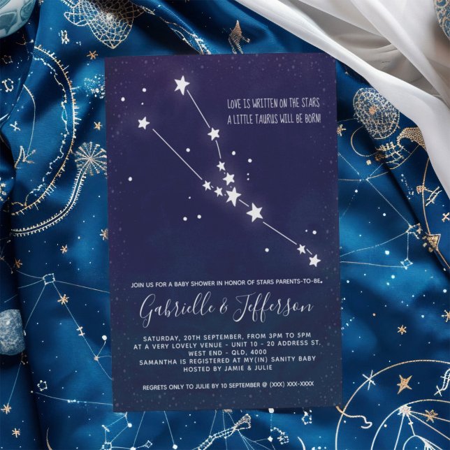 Taurus Astrology Baby Shower Inbjudningar (Celebrate with the star sign your little one will be born under. Nature takes its course.)