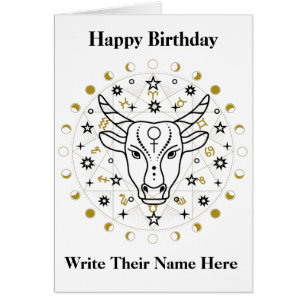 Taurus Astrology Birthday Card 20-20 maj Hälsningskort