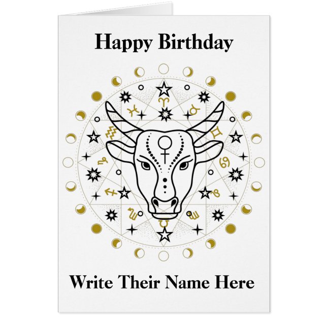 Taurus Astrology Birthday Card 20-20 maj Hälsningskort (Framsidan)