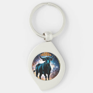 Taurus astrology-tecken swirl silverfärgad nyckelring