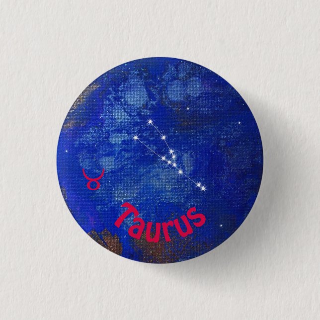 Taurus Badge, Zodiac Horoscope Badge Knapp (Framsida)
