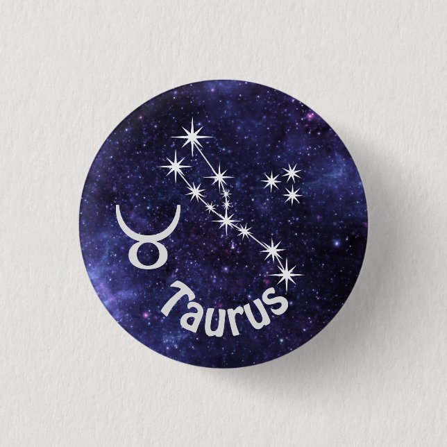 Taurus Badge, Zodiac Horoscope Badge Knapp (Framsida)