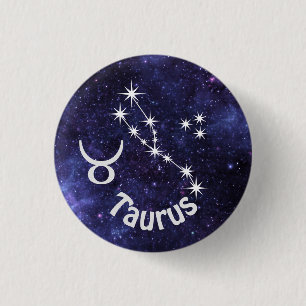 Taurus Badge, Zodiac Horoscope Badge Knapp