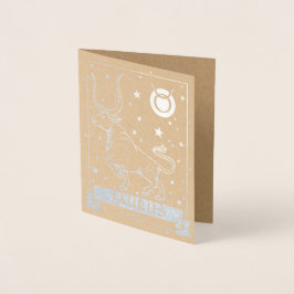 Taurus Birthday | Elegant Astrology Zodiac Silver Folierat Kort