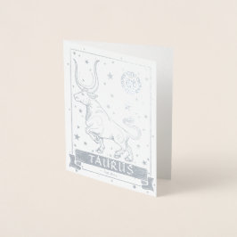 Taurus Birthday | Elegant Astrology Zodiac Silver Folierat Kort