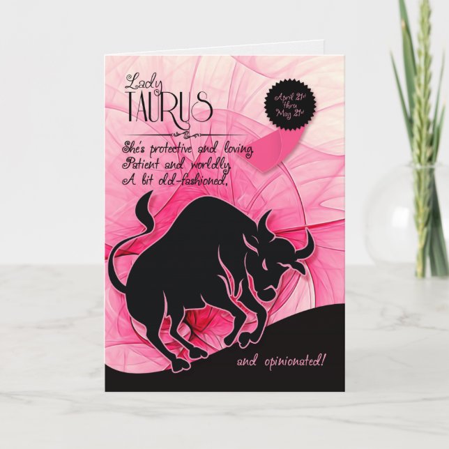 Taurus Birthday för hennes Rosa 21 april och 21 ma Kort (Framsida)