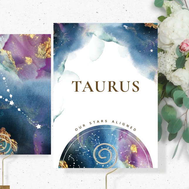 Taurus Bord-tecken Celestial Watercolor-temakort Inbjudningar (Skapare uppladdad)