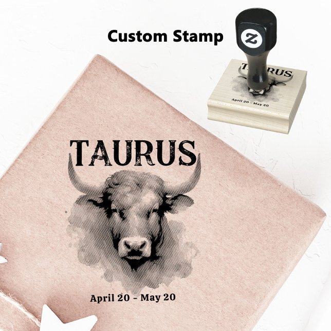 Taurus Bull Astrology Zodiac Sign Anpassningsbar B Stämpel (Coordinate Your Taurus Zodiac-Themed Party with Extras Like This Customizable Stamp!)