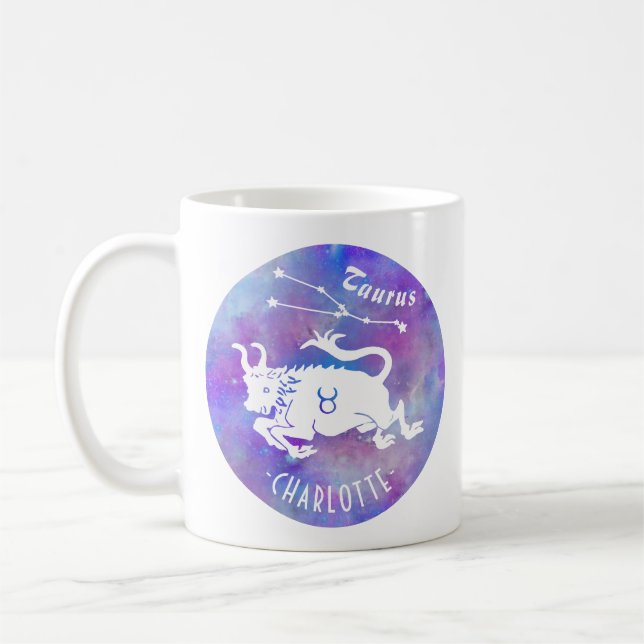 Taurus Bull Constellation Stars Namn Birthday Gift Kaffemugg (Vänster)