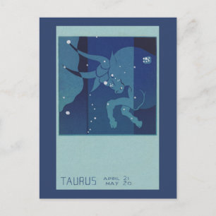 Taurus Bull Constellation Vintage Zodiac Astrology Vykort