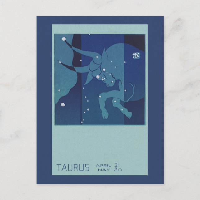 Taurus Bull Constellation Vintage Zodiac Astrology Vykort (Framsida)