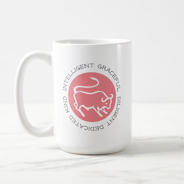 Taurus Bull Logotyp Zodiac Stjärntecken Astrology  Kaffemugg (Vänster)