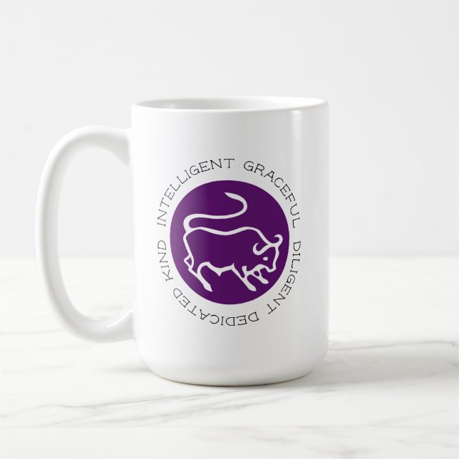 Taurus Bull Logotyp Zodiac Stjärntecken Astrology  Kaffemugg (Vänster)