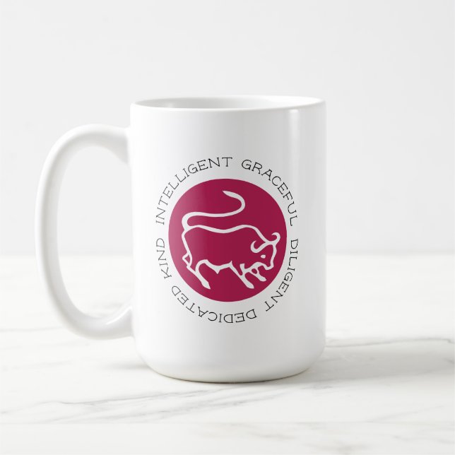 Taurus Bull Logotyp Zodiac Stjärntecken Astrology Kaffemugg (Vänster)