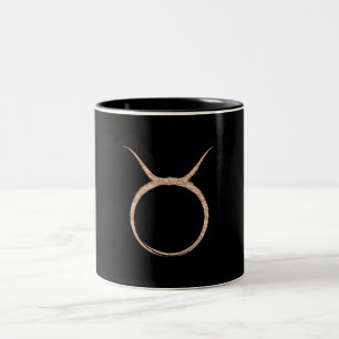 TAURUS Bull Rosa ros Guld Astrology Zodiac Två-Tonad Mugg