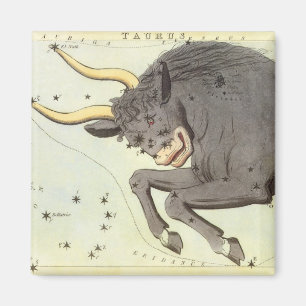 Taurus Bull, Vintage Constellation Uranias Spegel Magnet