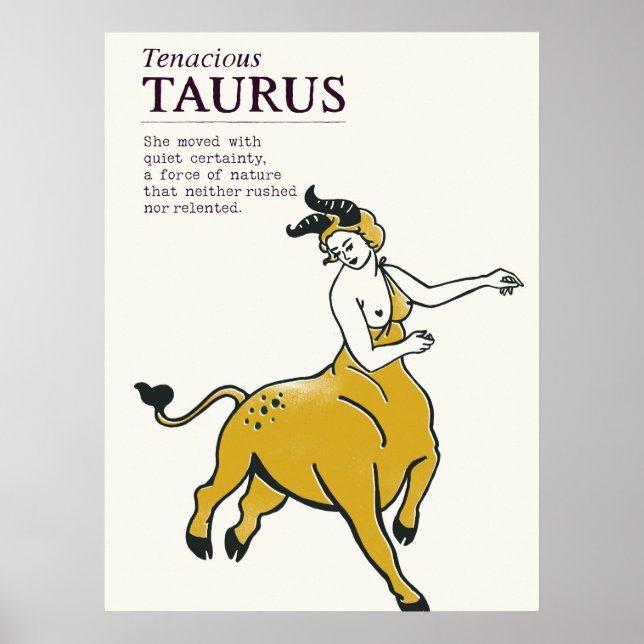 Taurus Bull Zodiac Sign Boho Chic Astrology Poster (Framsidan)