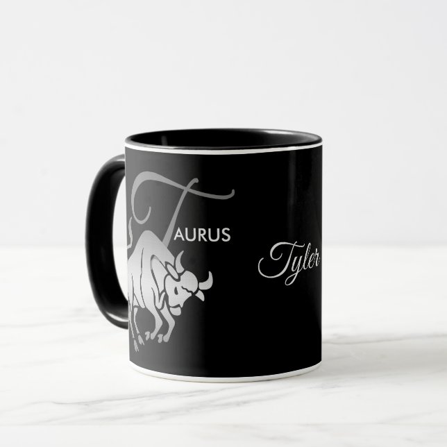 Taurus ♉ Bull - Zodiac-skylt Mugg (Framsida vänster)