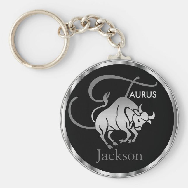 Taurus ♉ Bull - Zodiac-skylt Nyckelring (Framsidan)