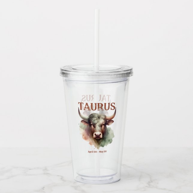 Taurus Bulls Watercolor Zodiac Sign Birthday Take Away Mugg (Framsida)