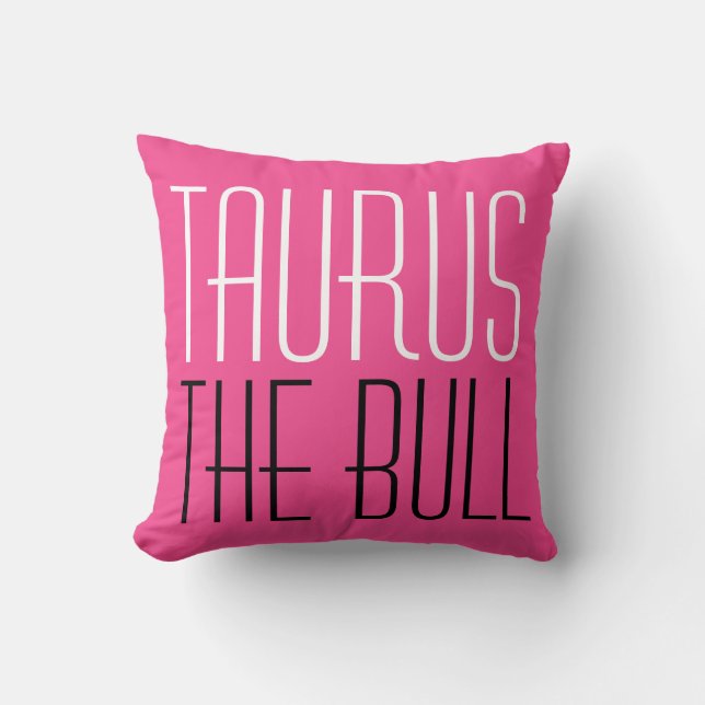 Taurus Bulltypografi Initialer Zodiac Rosa Kudde (Framsida)