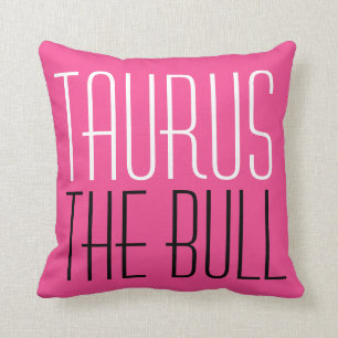 Taurus Bulltypografi Initialer Zodiac Rosa Kudde