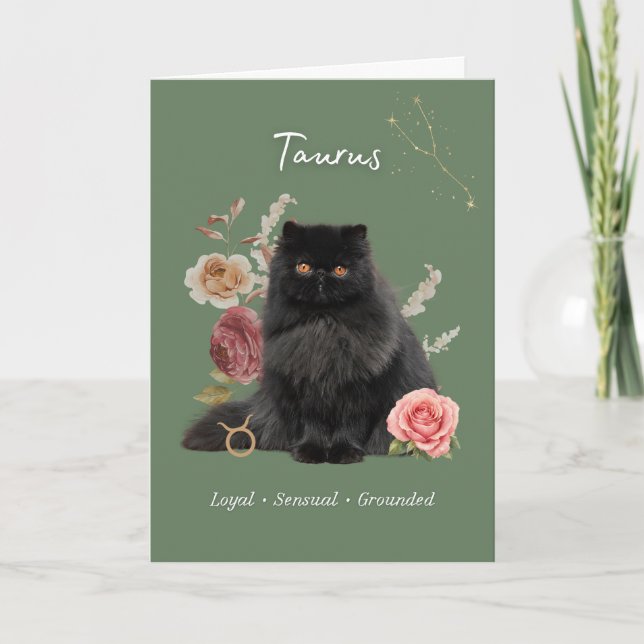 Taurus Cat Birthday Card Kort (Framsida)
