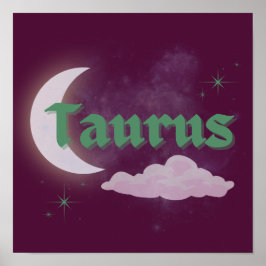 Taurus Celestial Måne Cloud Stars Astrology Art Poster