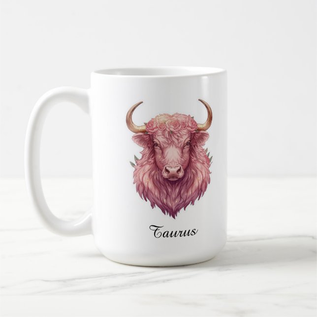 Taurus Celestial Zodiak Mug - Rosa Oxe Konst Kaffemugg (Vänster)