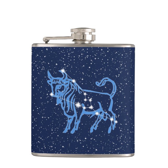 Taurus Constellation and Zodiac Sign med stjärnor Fickplunta (Framsidan)