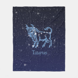 Taurus Constellation and Zodiac Sign med stjärnor Fleecefilt