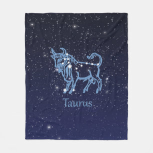 Taurus Constellation and Zodiac Sign med stjärnor Fleecefilt