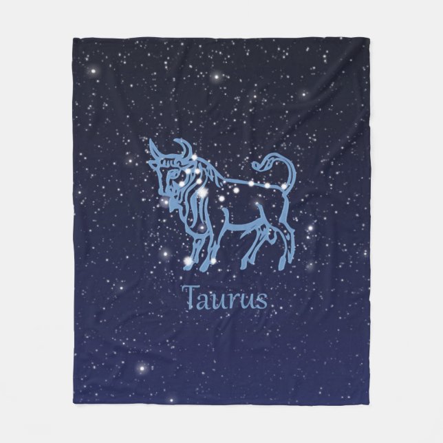 Taurus Constellation and Zodiac Sign med stjärnor Fleecefilt (Framsidan)