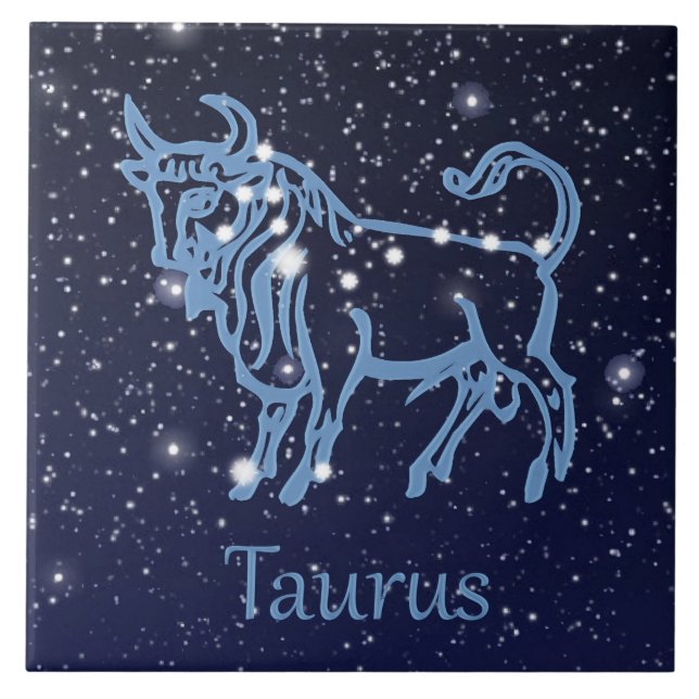Taurus Constellation and Zodiac Sign med stjärnor Kakelplatta (Framsidan)