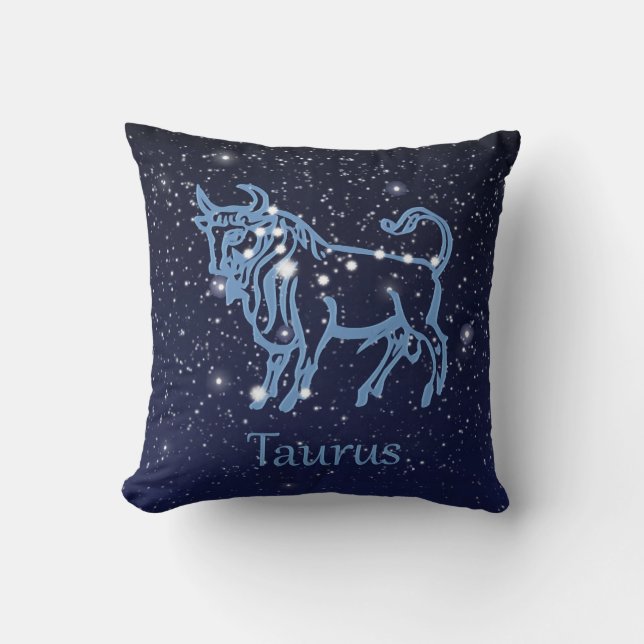 Taurus Constellation and Zodiac Sign med stjärnor Kudde (Framsida)