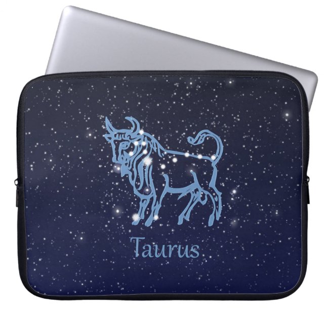 Taurus Constellation and Zodiac Sign med stjärnor Laptop Sleeve (Framsidan)
