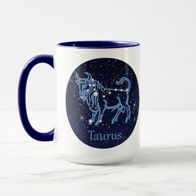 Taurus Constellation and Zodiac Sign med stjärnor Mugg (Vänster)