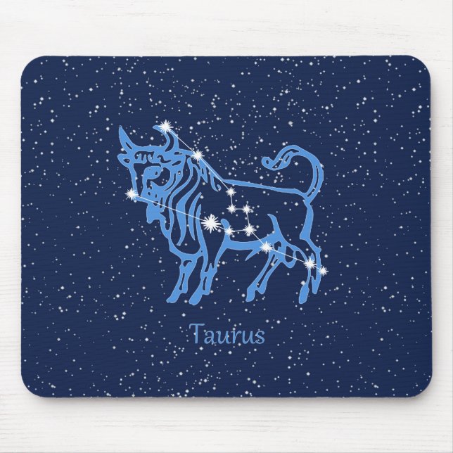 Taurus Constellation and Zodiac Sign med stjärnor Musmatta (Framsidan)