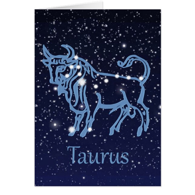 Taurus Constellation and Zodiac Sign med stjärnor OBS Kort (Framsidan)