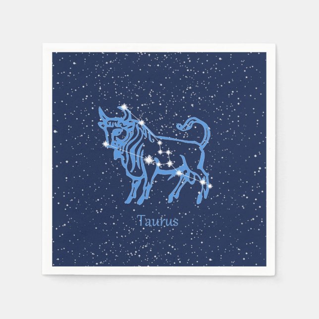 Taurus Constellation and Zodiac Sign med stjärnor Pappersservett (Framsidan)