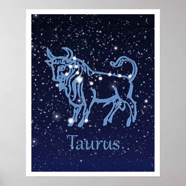 Taurus Constellation and Zodiac Sign med stjärnor Poster (Framsidan)