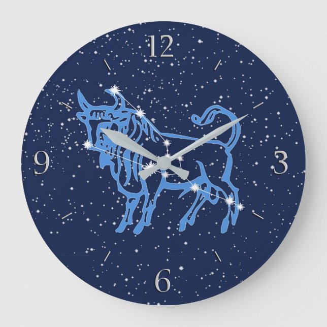 Taurus Constellation and Zodiac Sign med stjärnor Stor Klocka (Framsida)