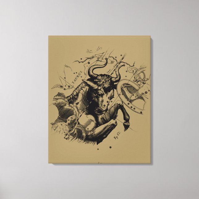 Taurus Constellation Hevelius 1690 Engrave Canvastryck (Framsida)