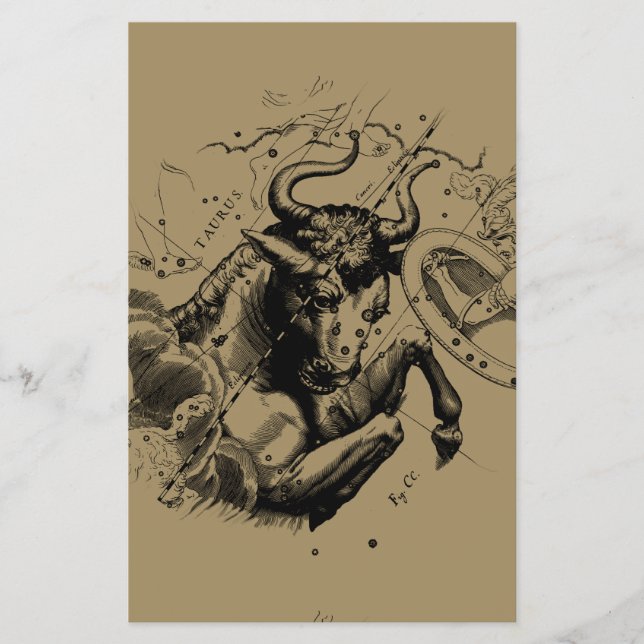 Taurus Constellation Hevelius 1690 Engrave Flygblad (Framsidan)