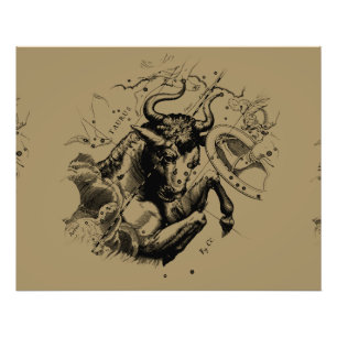 Taurus Constellation Hevelius 1690 Engrave Fototryck