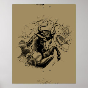 Taurus Constellation Hevelius 1690 Engrave Poster
