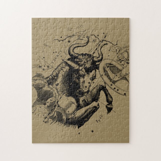 Taurus Constellation Hevelius 1690 Engrave Pussel (Vertikal)