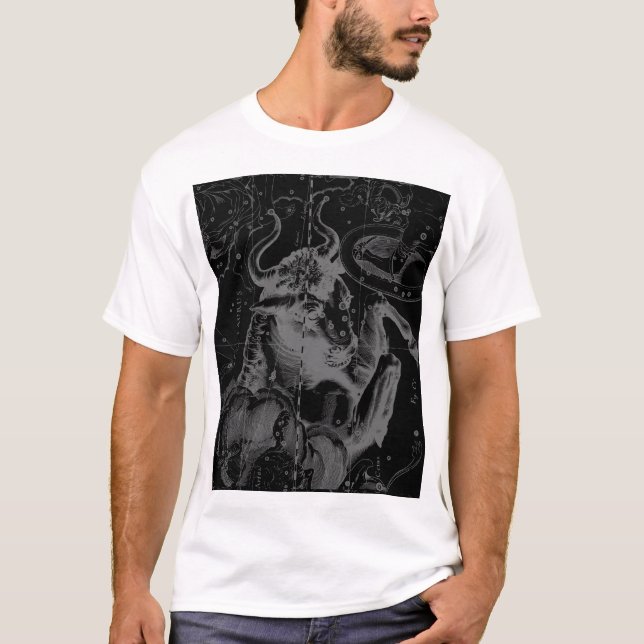 Taurus Constellation Hevelius 1690 on Black T-shirt (Framsida)