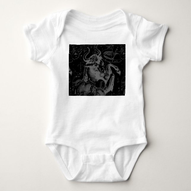 Taurus Constellation Hevelius 1690 on Black Tee Shirt (Framsida)